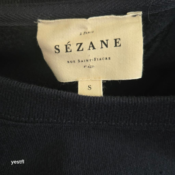 Sezane Navy French Enough pullover Sweatshirt S - Picture 3 of 6